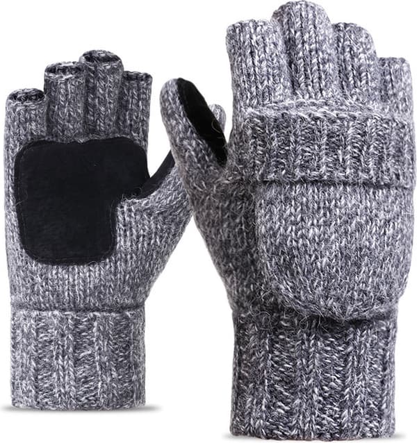Vinterhandsker - Damehandsker - Fingerløse handsker - Damehandsker - Uldhandsker 22 cm - Lysegrå