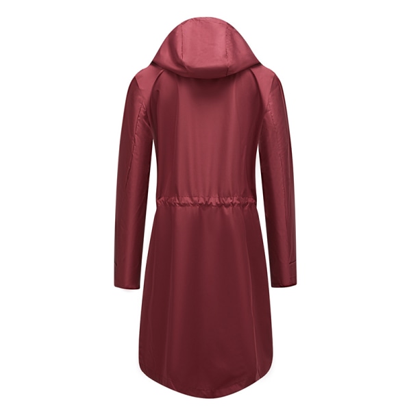 Langærmet frakke til kvinder, vandtæt overtøj Wine Red L