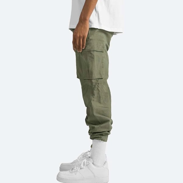 Mænds elastiske talje Loungewear ensfarvede bukser Green 4XL
