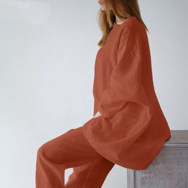 Damkläder med elastisk midja i enfärgade nattkläder Orange 2XL