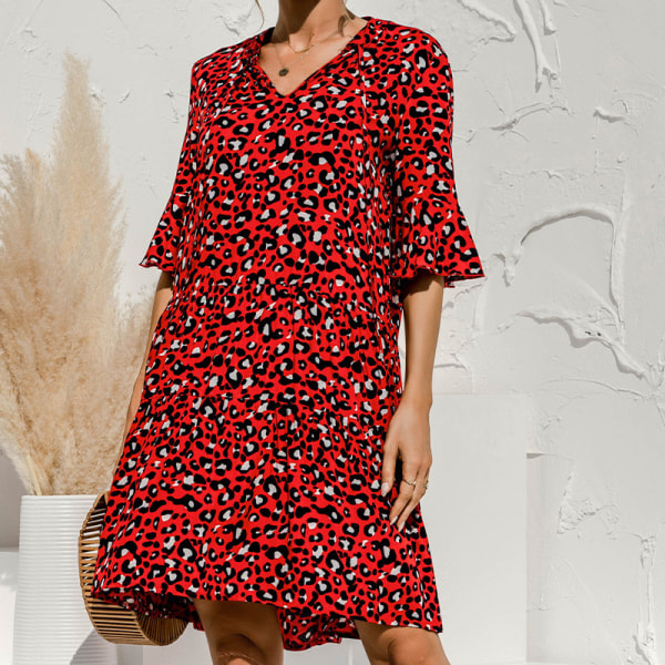Kvinner Kort Minikjole Tunika Sundress T-skjortekjole Sommer Vanlig Red XL  f7f8 | Red | Polyester| Spandex | Fyndiq