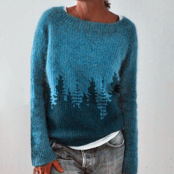 Kvinder Vinter Varm strikketrøjer Geometrisk Print Hyggelig Pullover Blå S