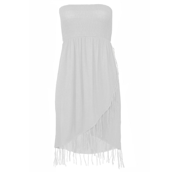 Kvinder kort kjole kvaster kjoler ensfarvet tube top White M 54aa | White | Fyndiq