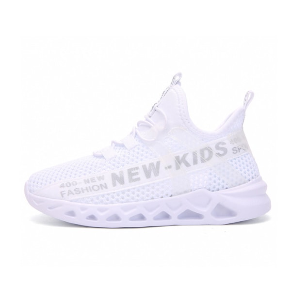 Flickor pojkar barn promenader sneakers träning casual skor White,27