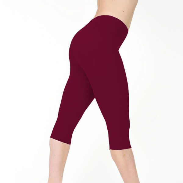 Naisten Skinny Leggings Matalavyötäröiset Capri-housut Wine Red XL