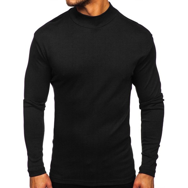 Mænd højkrave Toppe Casual T-shirt Bluse Pullover Sweatshirt Black L