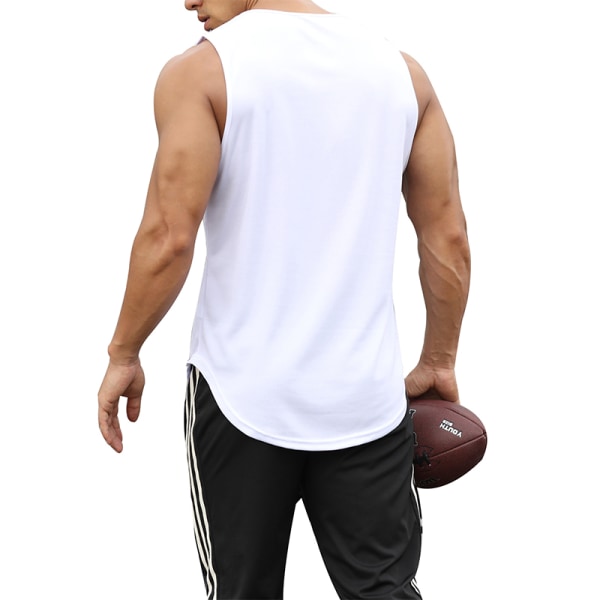 Mænd Loose Shirt Tank Elastic Fitness Komfortabel Vest White L