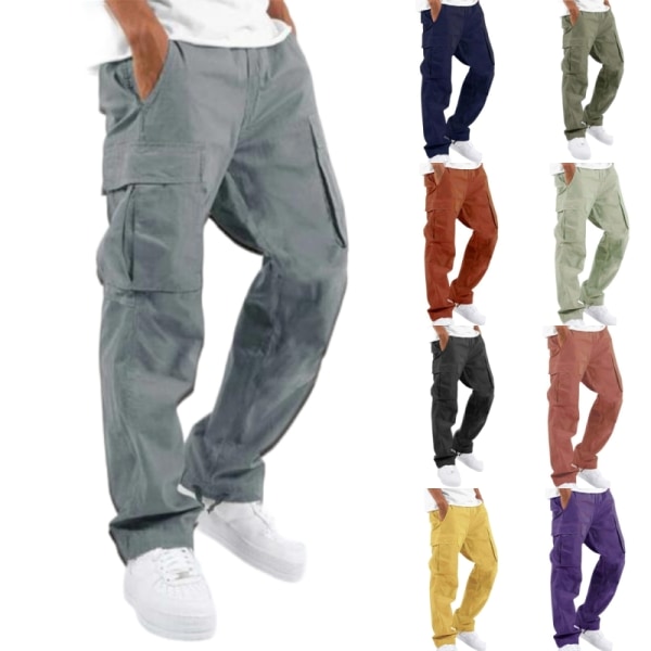 Mænds elastiske talje Loungewear ensfarvede bukser Purple 5XL