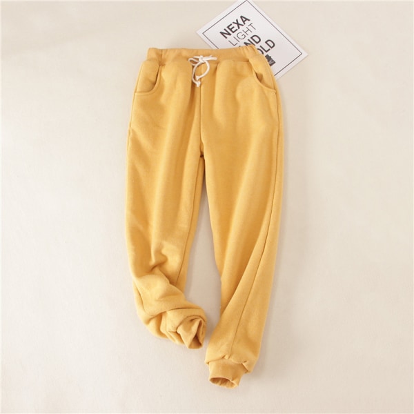 Naisten taskut lenkkeilyhousut kiristysnyörillä Sherpavuoratut housut Yellow L