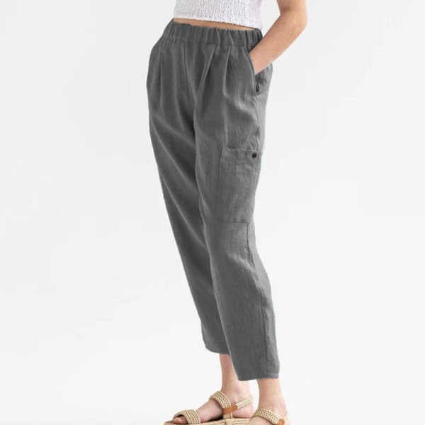 Dambyxor med elastisk midja i enfärgad Loungewear Grey XL