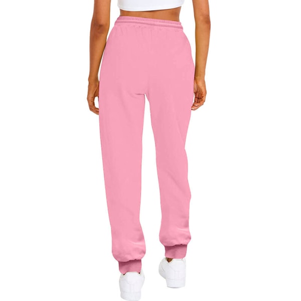 Kvinder ensfarvede bukser lige ben med lommer joggingbukser Pink M