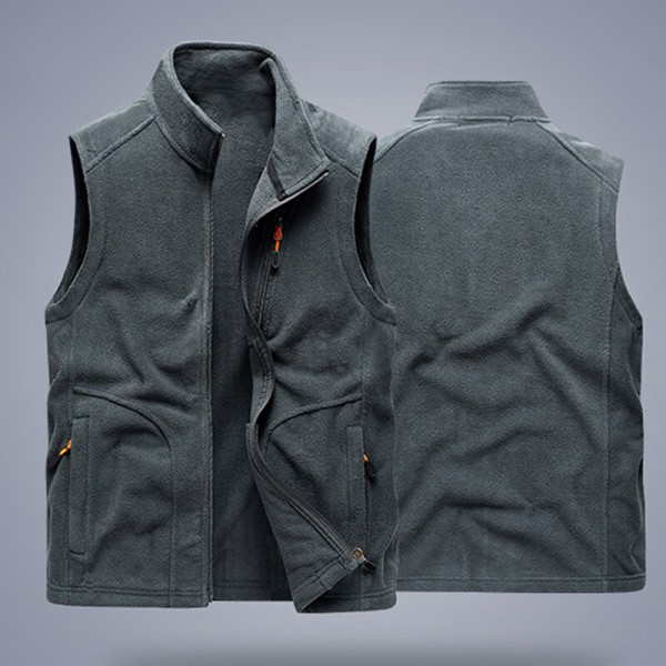 Herre jakke med fuld lynlås Vest Standkrave vest Dark Gray M