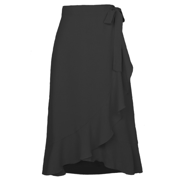 Kvinder høj talje midi nederdel flæse nederdele Black XL