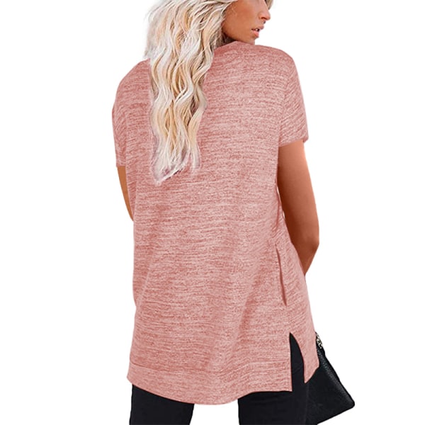 Kvinders afslappet kortærmet T-shirt med løs lomme med trøje Pink,S