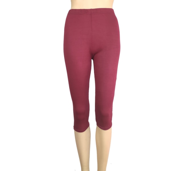 Damer Skinny Leggings Låg midja Capri byxor Wine Red XS