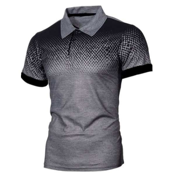 Slim Fit kortärmad pikétröja för män Färgmatchande T-shirts Dark Grey With Black,M