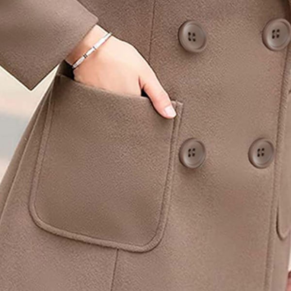 Naisten taskut ulkovaatteet pitkähihaiset kaksiriviset hernetakit Camel XL