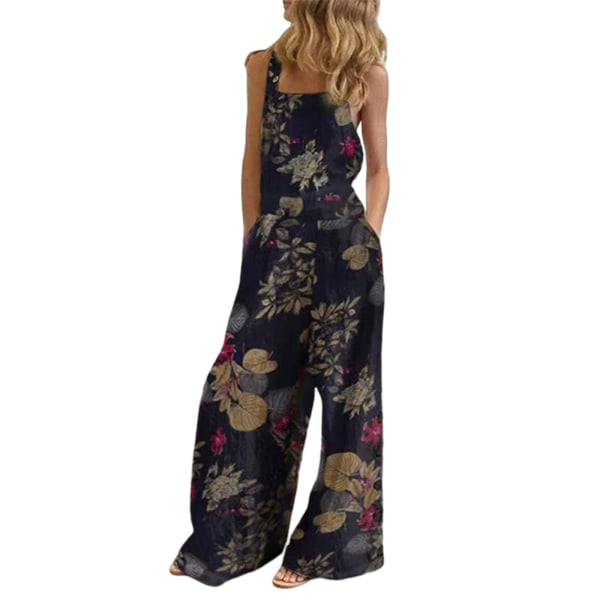 Dame jumpsuit bomuld linned brede ben playsuit rompers overalls 9#,XXL