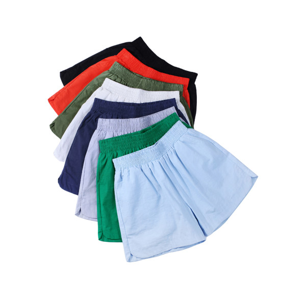 Dame Sports Mini Shorts Ensfarvede Elastiske Talje Hot Pants Orange Red,S