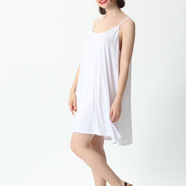 Kvinder ærmeløse natkjoler Scoop Neck Sleep Dress 1905 White 8XL