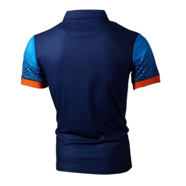 Herr T-shirt pikétröja Gradient Kortärmad T-shirt Lapel Collar Navy Blue 4XL