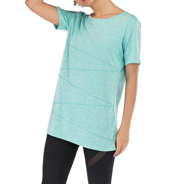 Randig topp för kvinnor med kort ärm T-tröja för casual tröja Green,XL