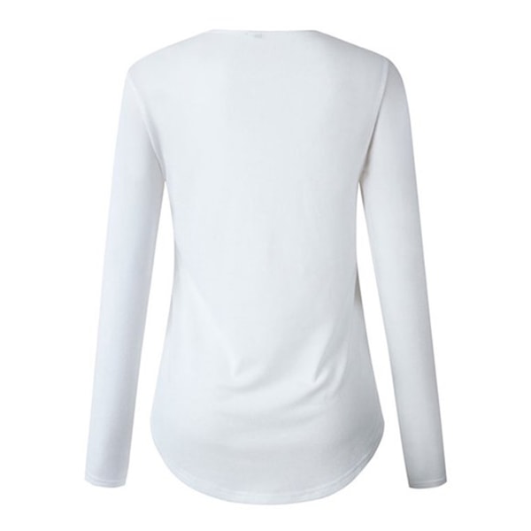 Kvinders almindelig afslappet sweatshirt med løs langærmet V-udskæring White,M
