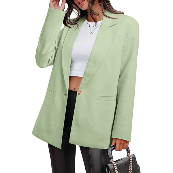 Kvinder langærmet business jakker ensfarvet cardiganjakke Pale Green XXL