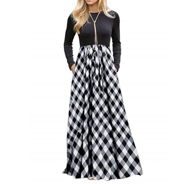 Naisten Löysät Maxi Mekot Täyspitkä mekko Loma pitkähihainen Gray 1 XL