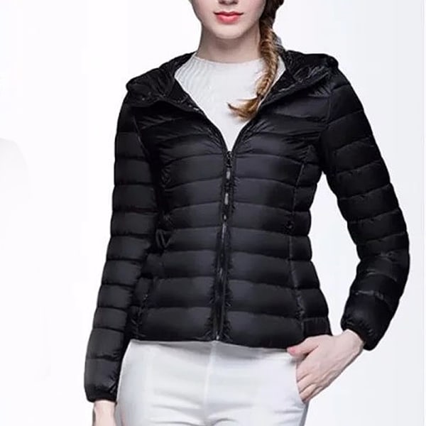 Dame ultralet dunjakke frakke frakke slim fit varm jakke Black,4XL