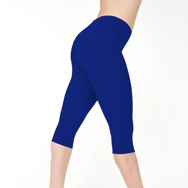 Naisten Skinny Leggings Matalavyötäröiset Capri-housut Royal Blue S