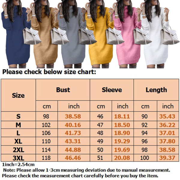 Naisten pitkähihaiset korkeapääntieiset yksiväriset mukavat neulepuserot Vit M