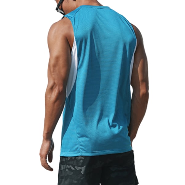 Lös Ärmlös Skjorta För Män Tank Top Elastisk Träning Blue,XL