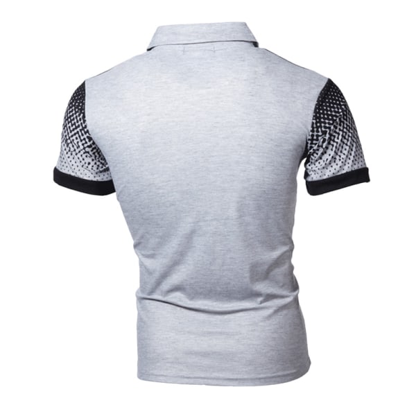 Slim Fit kortärmad pikétröja för män Färgmatchande T-shirts Light Grey Black,M
