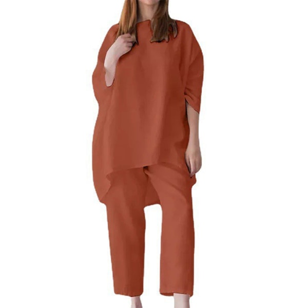 Damkläder med elastisk midja i enfärgade nattkläder Orange 4XL