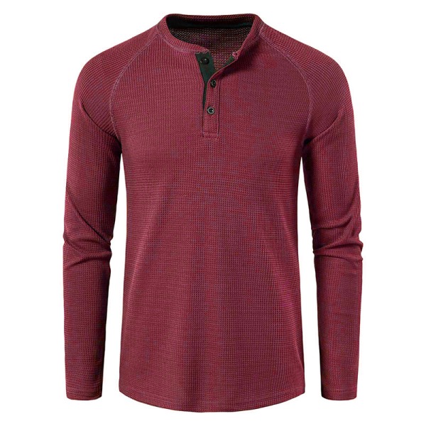 Miesten Crew Neck Casual T-paita Pusero Pullover Tunika Huppari Claret S