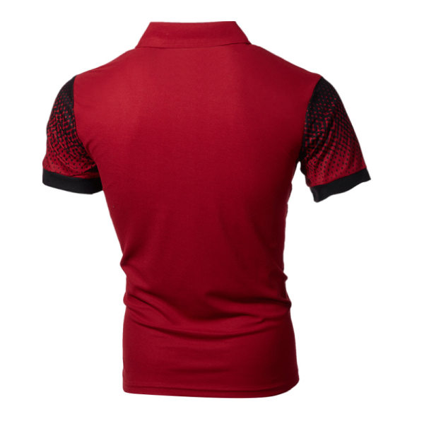 Herr T-shirt pikétröja Gradient Kortärmad T-shirt Lapel Collar Red 5XL