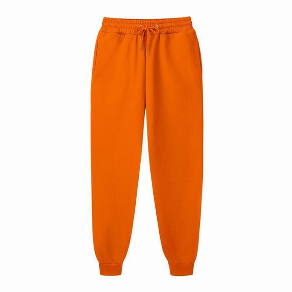 Naisten yksiväriset kiristysnyörilliset pitkät housut korkeavyötäröiset housut Orange M