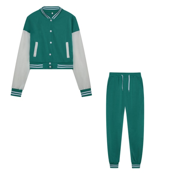 Dame SlimVarsity jakke og joggingbukser 36 dele træningsdragt Mint Green XL