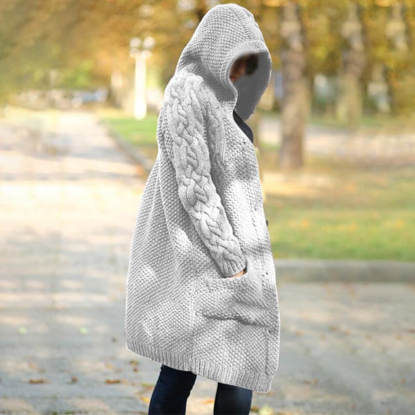 Dame Langermet genser Vinter Varm strikkede gensere Light Grey XL 29ac |  Light Grey | Acrylic | Fyndiq