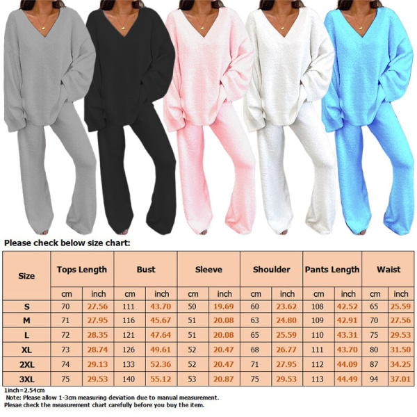 Naisten Polar Fleece Sleepwear Set Pyjamas Lounge Setit Casual Pink 2XL