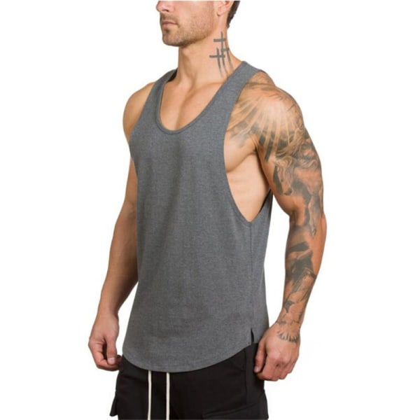 Men Gym Muskel ärmlös skjorta Linne Bodybuilding Vest Gray,XXL
