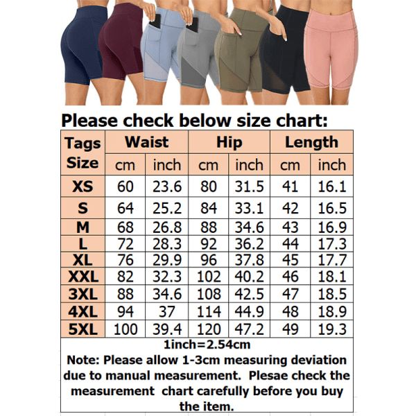 Kvinders højtaljede yogashorts Skinny Workout-sidetaske Pink,3XL