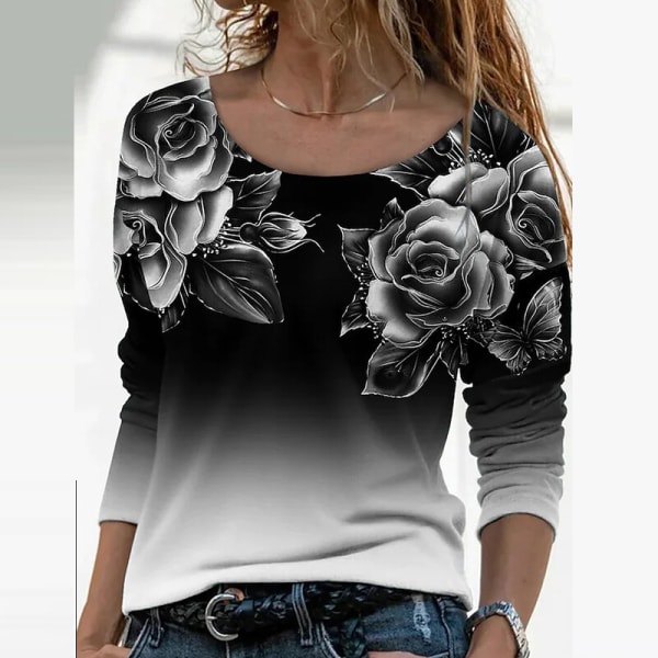 Naisten pitkähihaiset topit Gradient-paita Black XXL