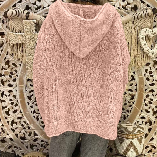 Dam Winter Warm Hoodie Sweater Rak Hem Pullover Pink XL