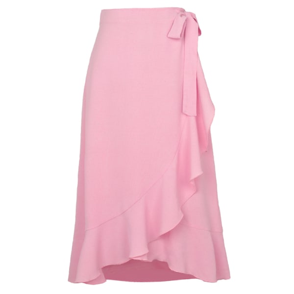 Kvinder høj talje midi nederdel flæse nederdele Pink XL