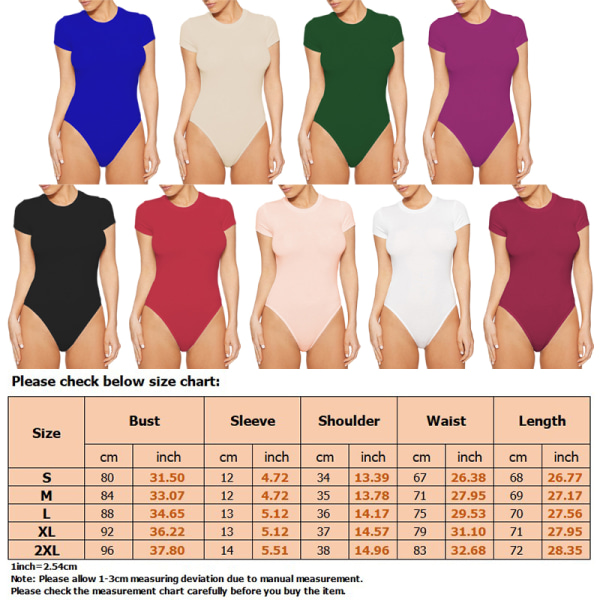 Kvinnor Enfärgad Jumpsuit Crew Neck T-shirt Bodysuit Khaki M