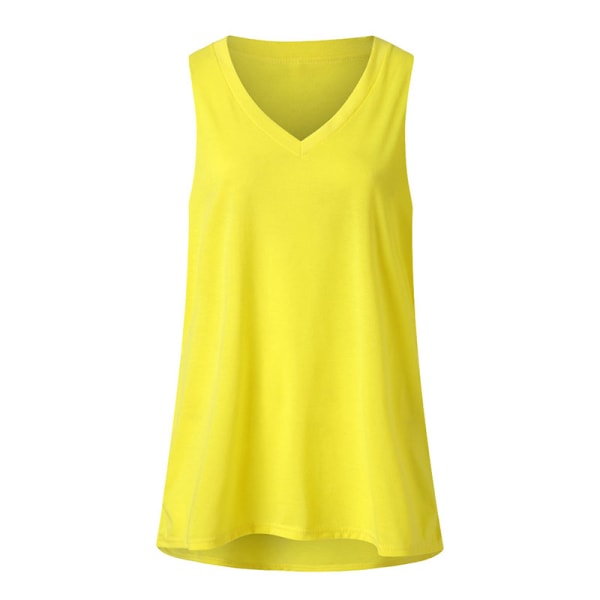 V-ringad ärmlös väst lös t-shirt med camisole-topp för kvinnor yellow,XL