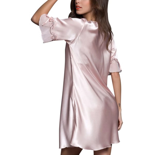 Dame silke blonder hjemme bære sexet pyjamas Pink,XXL