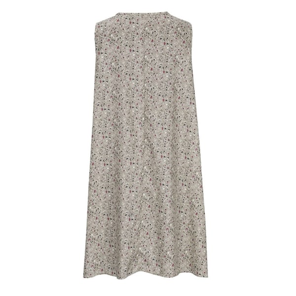 Kvinnor ärmlösa korta miniklänningar Printed väst kjol sommar Gray 3XL